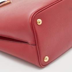 Pre Owned Prada Red Saffiano Cuir Leather Medium Panier Top Handle Bag