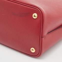 Pre Owned Prada Red Saffiano Cuir Leather Medium Panier Top Handle Bag