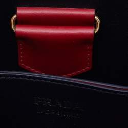 Pre Owned Prada Red Saffiano Cuir Leather Medium Panier Top Handle Bag