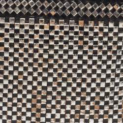 Pre Owned Prada Black/Silver Woven Madras Leather Zip Pouch
