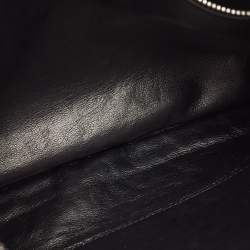 Pre Owned Prada Black/Silver Woven Madras Leather Zip Pouch