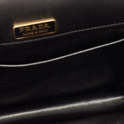 Pre Owned Prada Navy Blue/Black Velvet and Leather Pionniere Saddle Bag