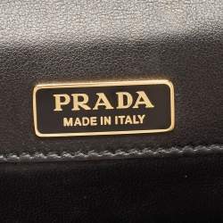 Pre Owned Prada Navy Blue/Black Velvet and Leather Pionniere Saddle Bag