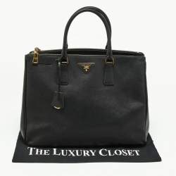 Pre Owned Prada Black Saffiano Lux Leather Large Galleria Tote