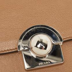 Pre Owned Prada Brown Leather Arcade Crossbody Bag