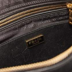Prada Black Saffiano Lux Leather Double Zip Camera Crossbody Bag