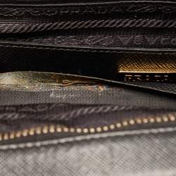 Prada Black Saffiano Lux Leather Double Zip Camera Crossbody Bag