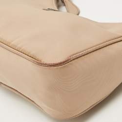Prada Beige Nylon and Leather Re-Edition 2005 Baguette Bag