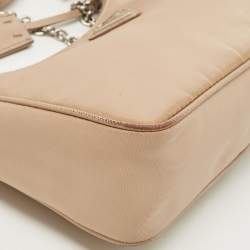 Prada Beige Nylon and Leather Re-Edition 2005 Baguette Bag