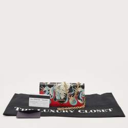 Prada Multicolor Printed Saffiano Leather Triangle Logo Flap Chain Clutch
