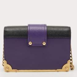 Pre Owned Prada Purple Saffiano and Leather Astrology Celestial Cahier Crossbody Bag      