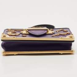 Pre Owned Prada Purple Saffiano and Leather Astrology Celestial Cahier Crossbody Bag      