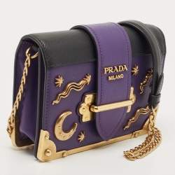 Pre Owned Prada Purple Saffiano and Leather Astrology Celestial Cahier Crossbody Bag      
