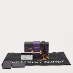 Pre Owned Prada Purple Saffiano and Leather Astrology Celestial Cahier Crossbody Bag      