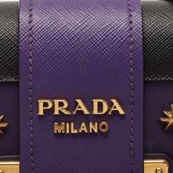 Pre Owned Prada Purple Saffiano and Leather Astrology Celestial Cahier Crossbody Bag      