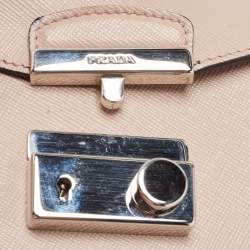 Pre Owned Prada Beige Saffiano Leather Mini Sound Crossbody Bag