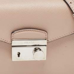 Pre Owned Prada Beige Saffiano Leather Mini Sound Crossbody Bag