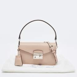 Pre Owned Prada Beige Saffiano Leather Mini Sound Crossbody Bag