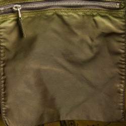 Pre Owned Prada Green Nylon Embroidered Robot 6 Tote