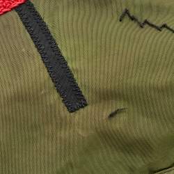 Pre Owned Prada Green Nylon Embroidered Robot 6 Tote