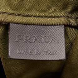 Pre Owned Prada Green Nylon Embroidered Robot 6 Tote