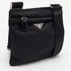 Prada Black Nylon Triangular Logo Messenger Bag