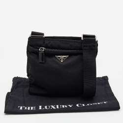 Prada Black Nylon Triangular Logo Messenger Bag
