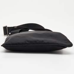 Prada Black Nylon Triangular Logo Messenger Bag