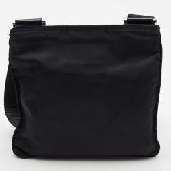 Prada Black Nylon Triangular Logo Messenger Bag