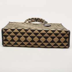 Pre Owned Prada Black/Cream Symbole Embroidered Fabric Tote