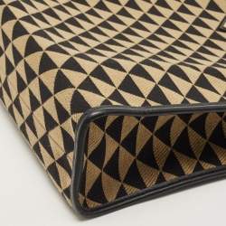 Pre Owned Prada Black/Cream Symbole Embroidered Fabric Tote