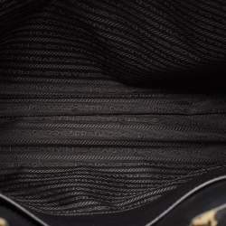 Pre Owned Prada Black/Cream Symbole Embroidered Fabric Tote
