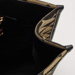 Pre Owned Prada Black/Cream Symbole Embroidered Fabric Tote