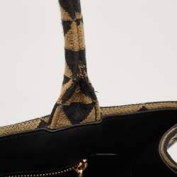 Pre Owned Prada Black/Cream Symbole Embroidered Fabric Tote