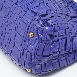 Pre Owned Prada Purple Woven Patent Leather Tote