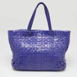 Pre Owned Prada Purple Woven Patent Leather Tote