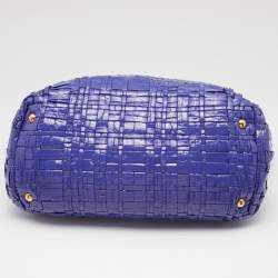 Pre Owned Prada Purple Woven Patent Leather Tote