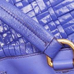 Pre Owned Prada Purple Woven Patent Leather Tote