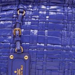 Pre Owned Prada Purple Woven Patent Leather Tote