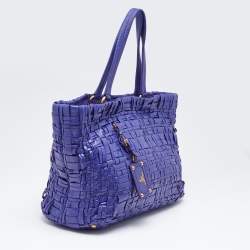 Pre Owned Prada Purple Woven Patent Leather Tote