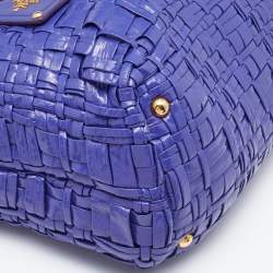 Pre Owned Prada Purple Woven Patent Leather Tote
