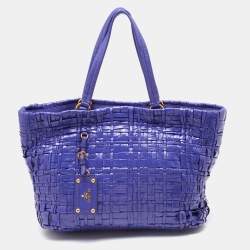 Pre Owned Prada Purple Woven Patent Leather Tote