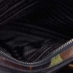 Pre Owned Prada Green Camouflage Leather Spazzolato Shopper Tote