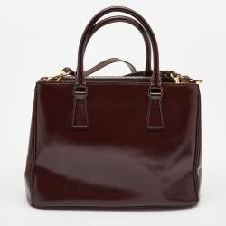 Pre Owned Prada Burgundy Saffiao Patent Leather Cargo Pocket Tote