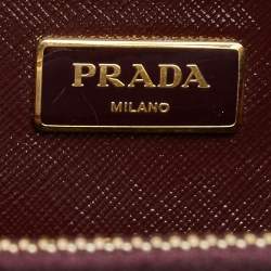 Pre Owned Prada Burgundy Saffiao Patent Leather Cargo Pocket Tote