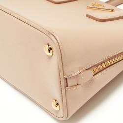 Pre Owned Prada Beige Saffiano Lux Leather Small Promenade Satchel