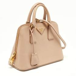 Pre Owned Prada Beige Saffiano Lux Leather Small Promenade Satchel