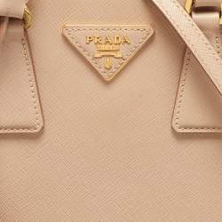 Pre Owned Prada Beige Saffiano Lux Leather Small Promenade Satchel