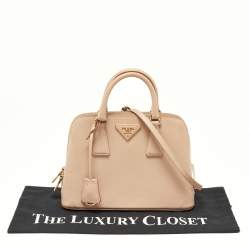 Pre Owned Prada Beige Saffiano Lux Leather Small Promenade Satchel