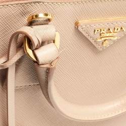 Pre Owned Prada Beige Saffiano Lux Leather Small Promenade Satchel